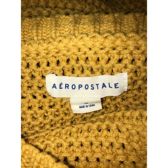 Aeropostale Gold Cable Knit Pull Over Sweater Womans Medium Preowned - Picture 4 of 5